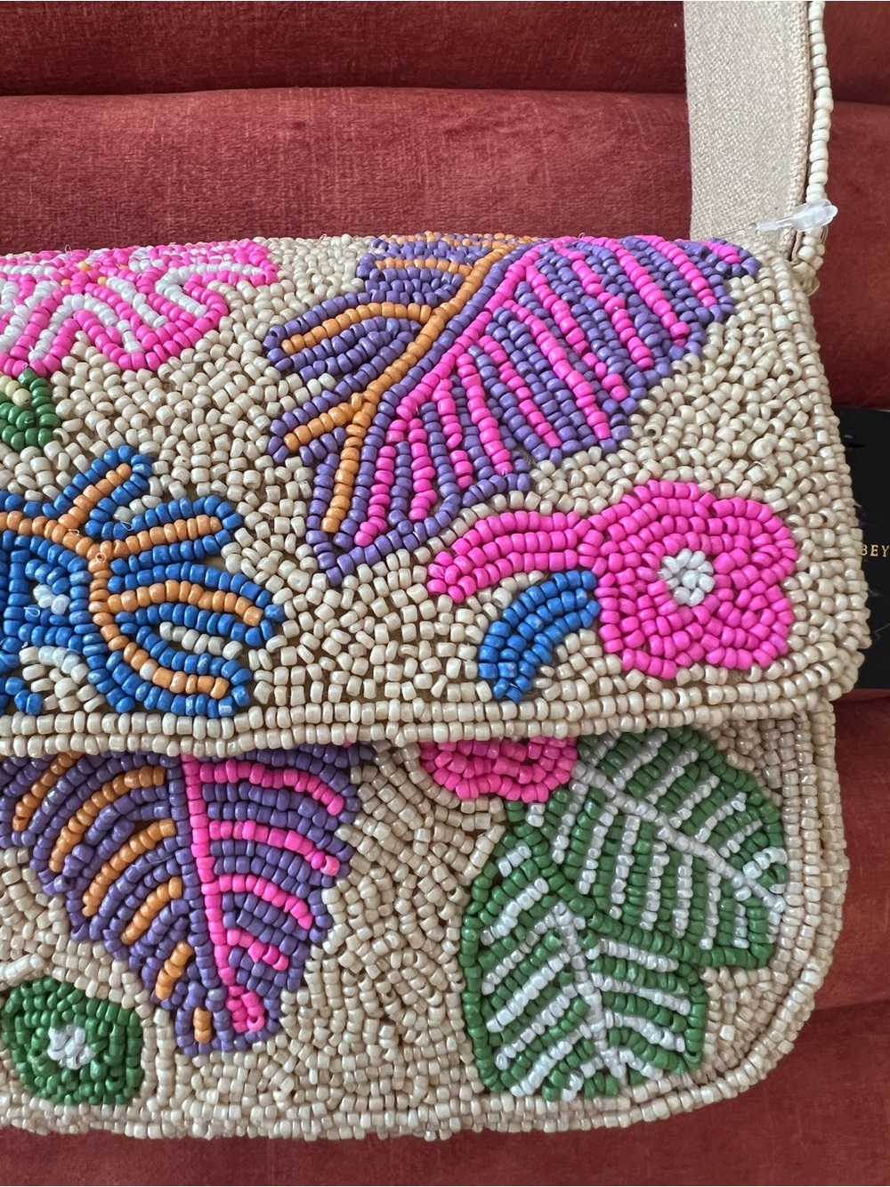 NWT America & Beyond Tropical Leopard Motif Beaded Shoulder Bag - Picture 5 of 12
